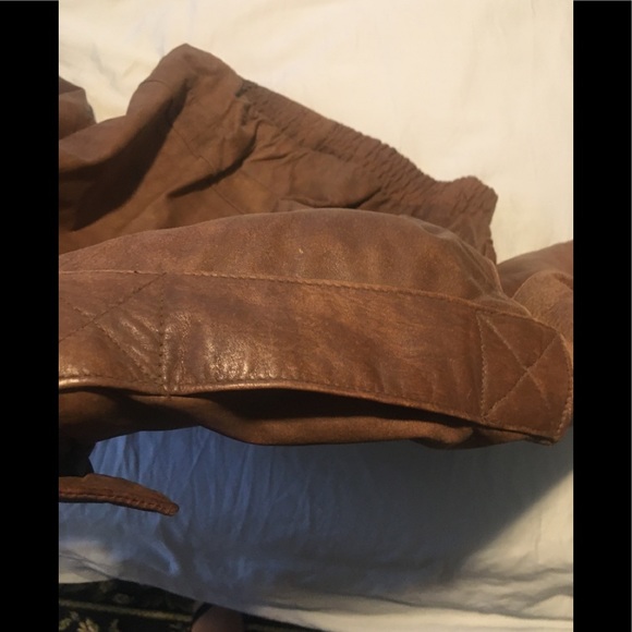 Vintage Nordstrom Brass Plum Leather Bomber Jacket - Picture 6 of 16